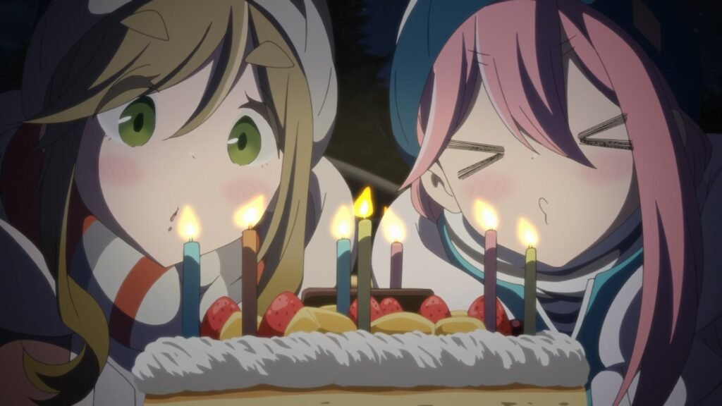 Aoi y Nadeshiko celebrando su cumpleaños - Yuru Camp