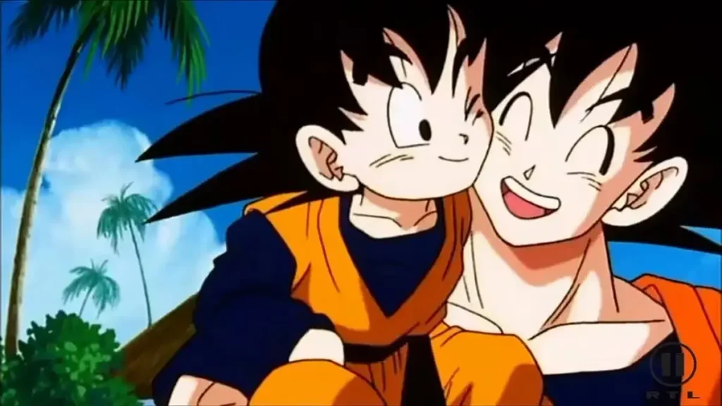 goku y goten a sus hombros
