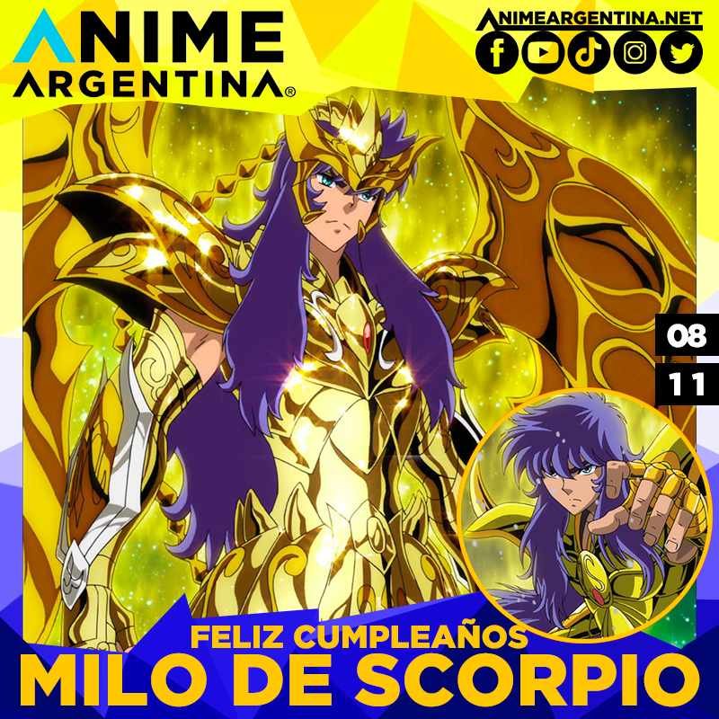 Milo de Escorpio - Saint Seiya - Cumpleaños anime de Noviembre