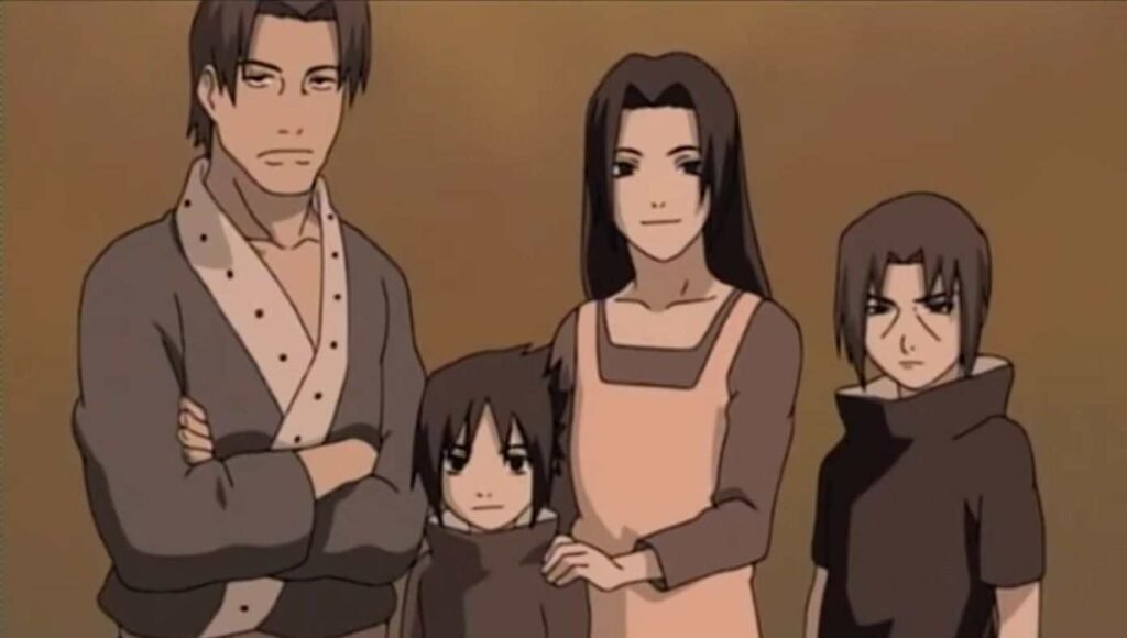 Itachi, Sasuke, Mikoto y Fugaku - Familia Uchiha