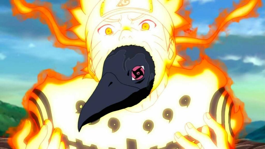 Naruto cuervo sale de su boca
