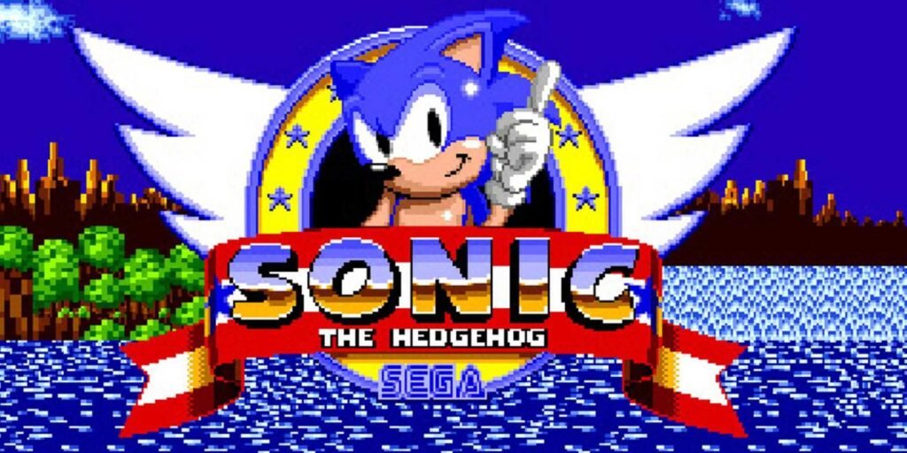 Sonic en la portada de su primer videojuego, consola SEGA