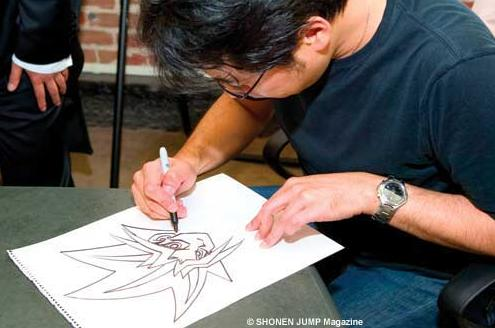 Kazuki Takahashi dibujando a Yugi Muto