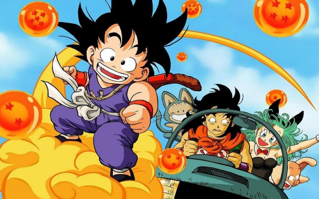 Goku, Bulma, Yamcha, Puar y Oolong, personajes de Dragon Ball