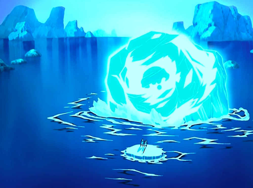 el avatar aang es encontrado en un iceberg