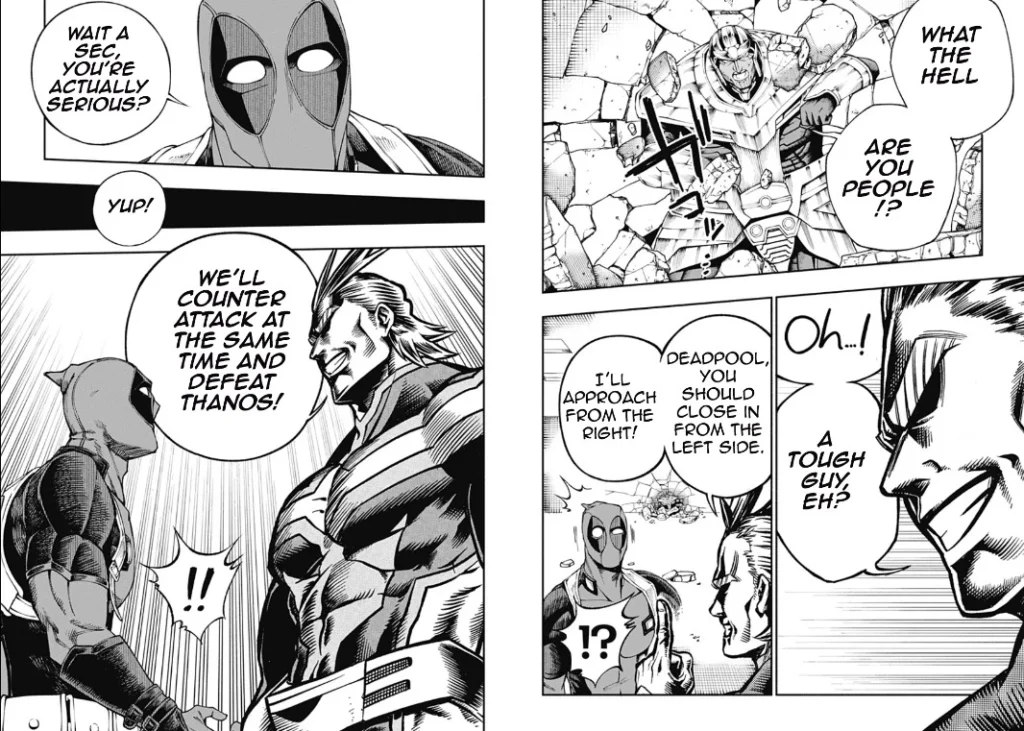 Deadpool y All Might - My Hero Academia Marvel