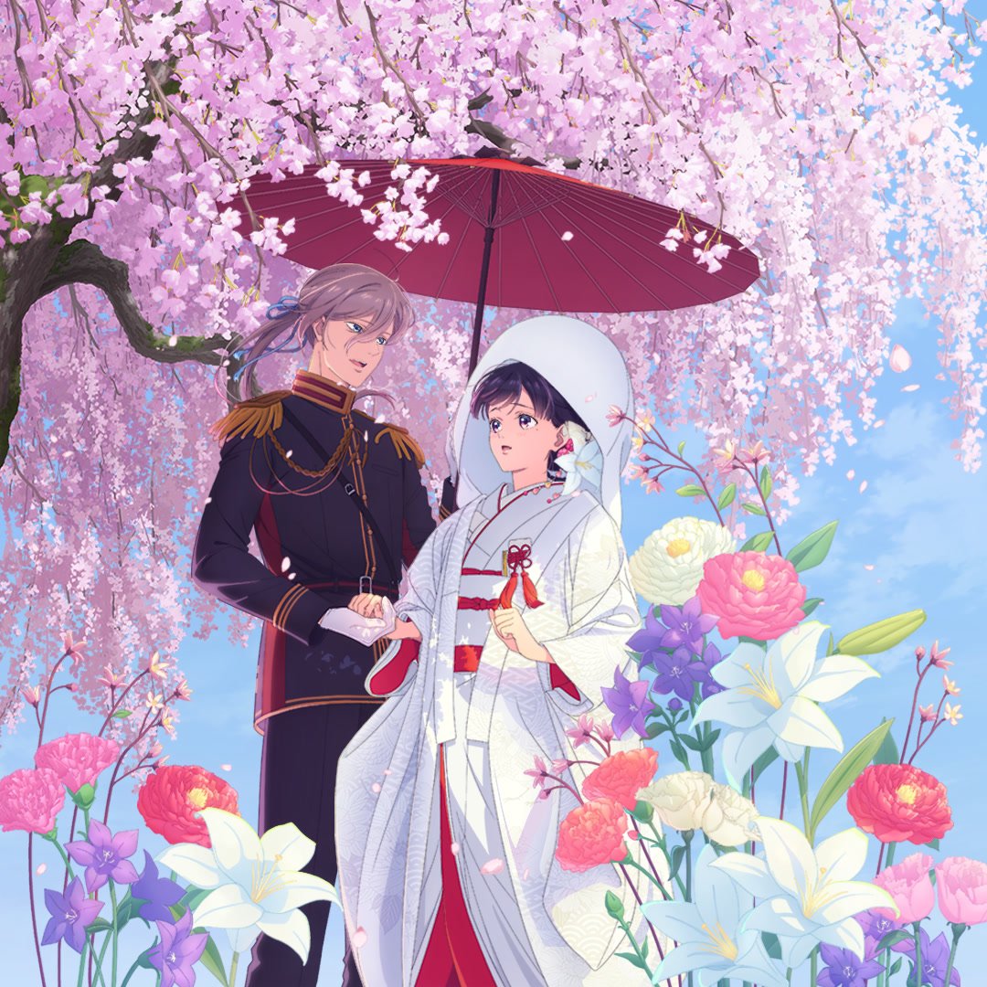 Imagen promocional de los nuevos episodios de My Happy Marriage en la que aparecen sus protagonistas.