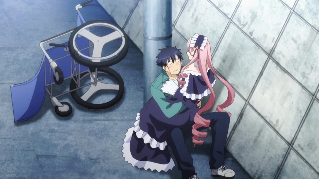 Meroune Lorelei anime abrazando Darling-Kun