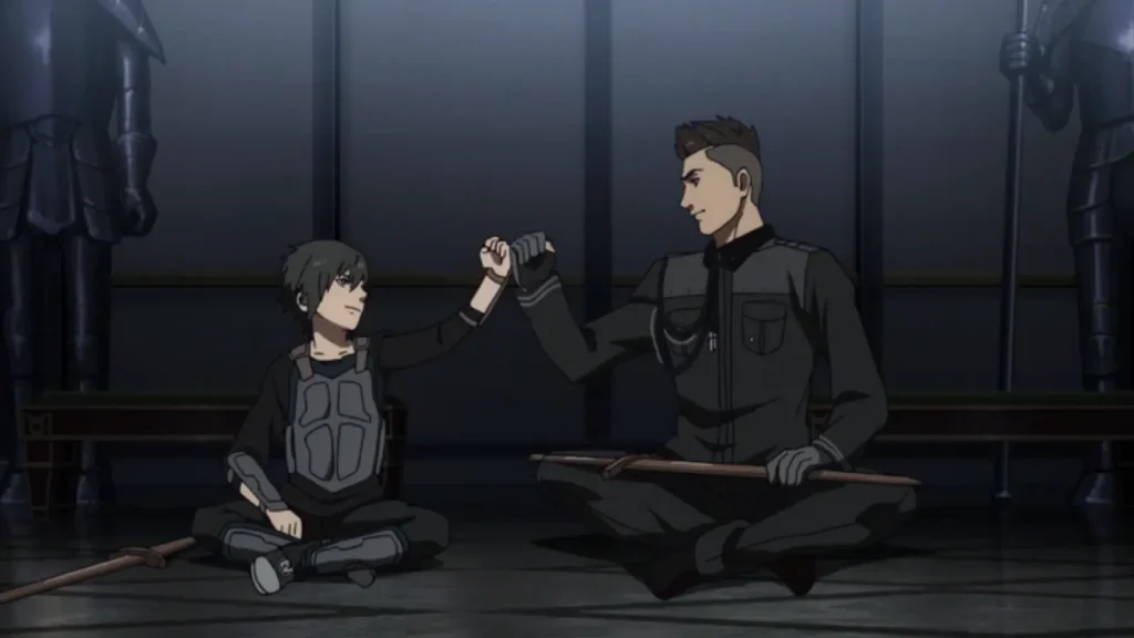 Unos jóvenes Noctis y Gladio