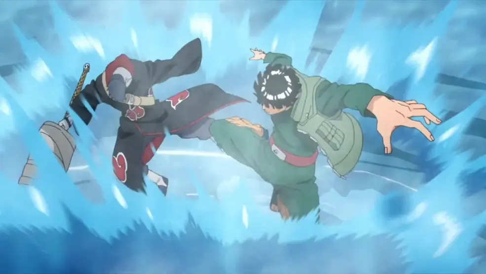 Gai peleando con kisame