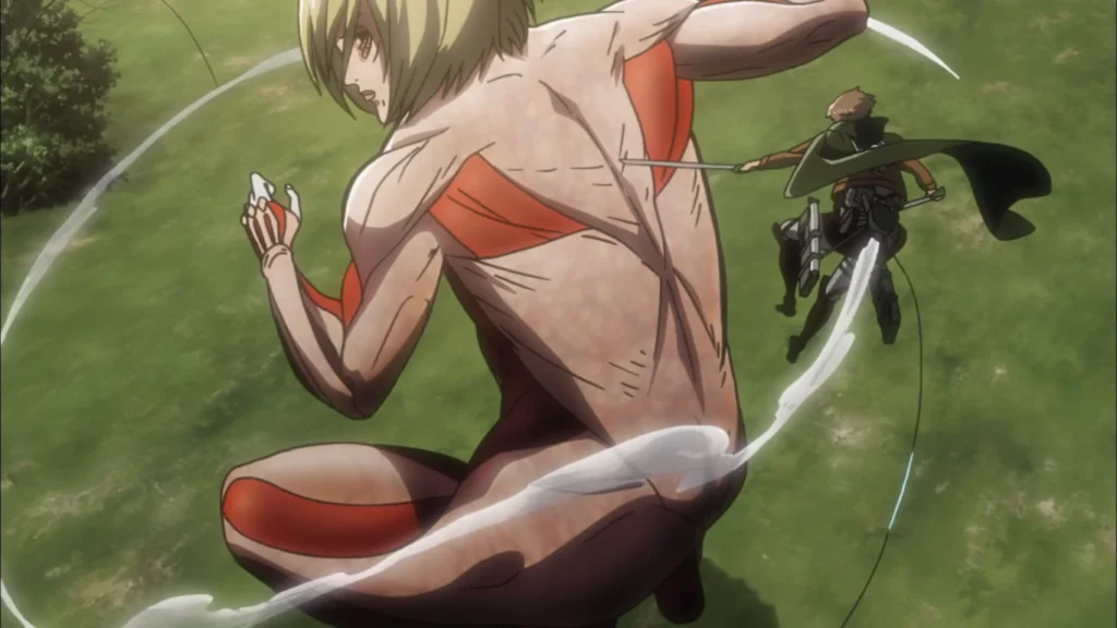 Jean Kirstein vs Titan Hembra Jean Kirstein contra un titan