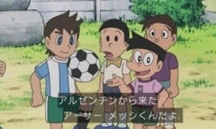 messi en el anime doraemon