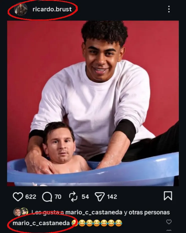 ricardo brust y mario castañeda se rien de argentina meme lamine yamal messi bebe