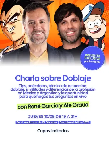 Charla sobre doblaje con Ale Graue y René García en Argentina