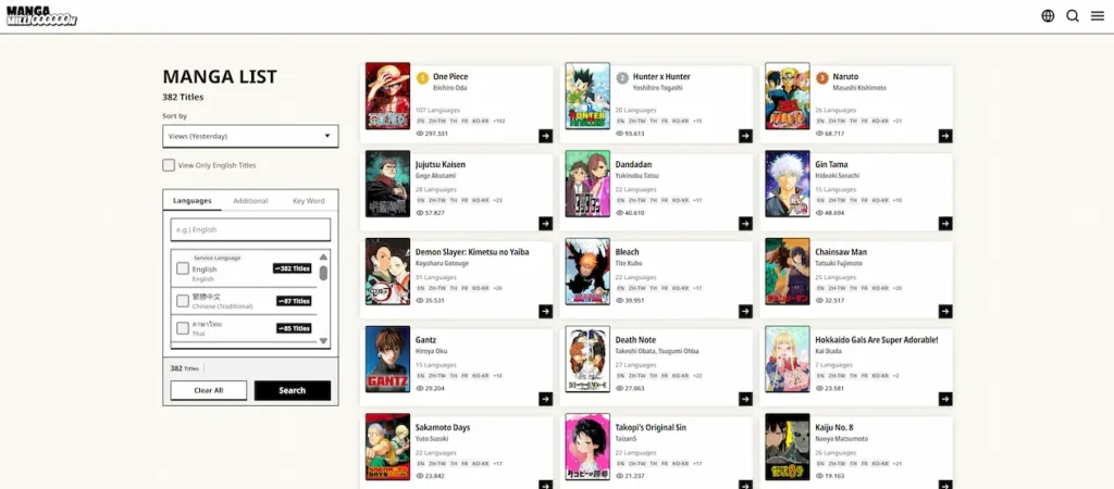 Navegar en la plataforma Million Manga es bien intuitivo