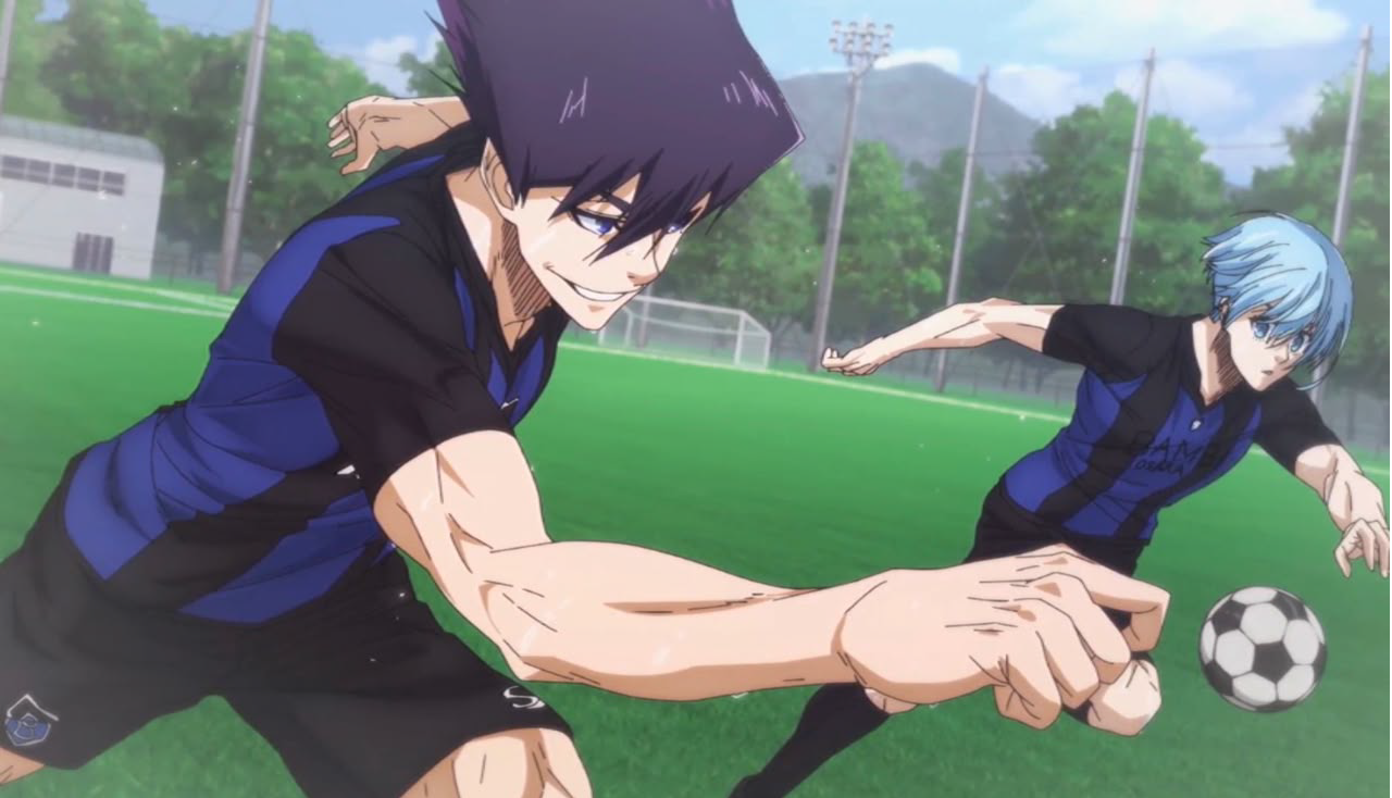 Karasu y Hiori jugando al futbol con su equipo juvenil 
