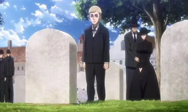 erwin smith niño en cementerio attack on titan mierte de su padre
